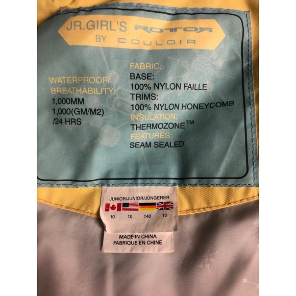 Couloir size 10 ski winter coat Jacket pale yellow - Picture 9 of 9